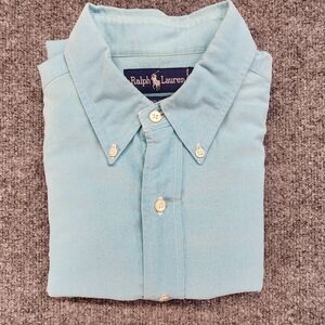 Ralph Lauren Classic Fit Garment-Dyed Oxford Shirt in Harbor Island Blue Large